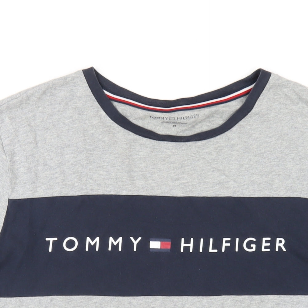 Tommy Hilfiger Mens Grey Cotton T-Shirt Size M Round Neck