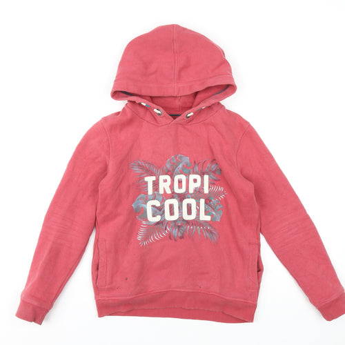 Fat Face Boys Red Cotton Pullover Hoodie Size 9-10 Years Pullover