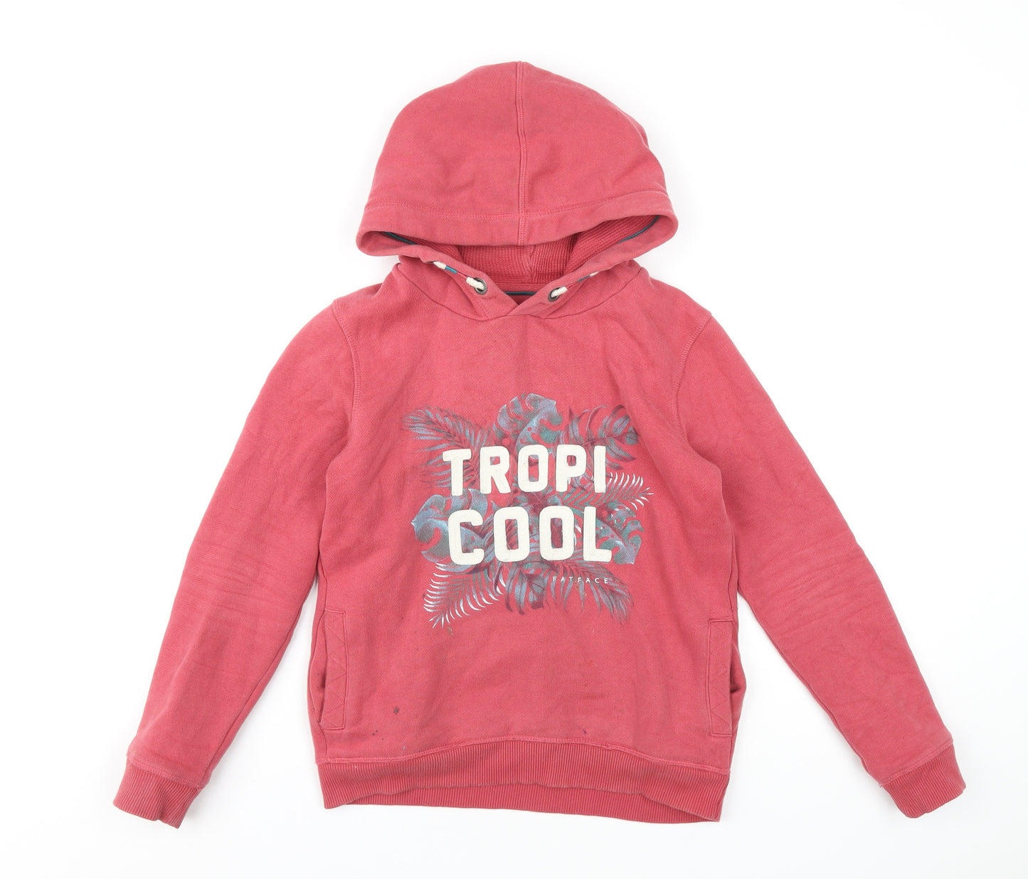 Fat Face Boys Red Cotton Pullover Hoodie Size 9-10 Years Pullover