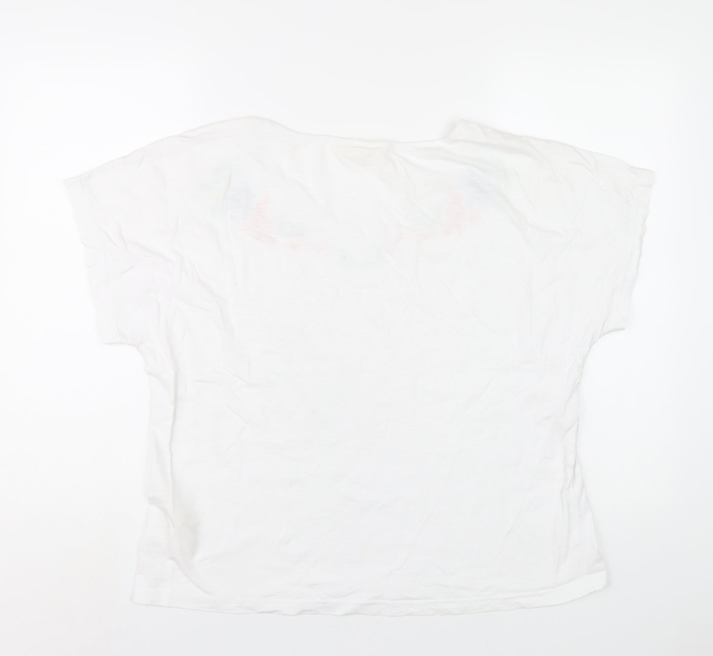 Woolovers Womens White Cotton Basic T-Shirt Size L V-Neck