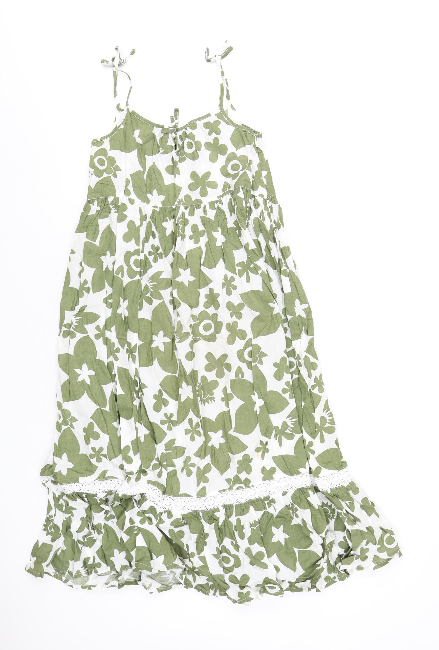 Mini Boden Girls Green Geometric Cotton Maxi Size 11-12 Years Scoop Neck Pullover