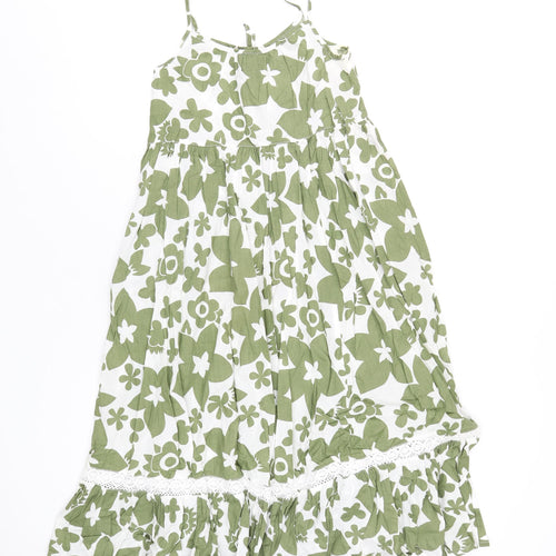Mini Boden Girls Green Geometric Cotton Maxi Size 11-12 Years Scoop Neck Pullover