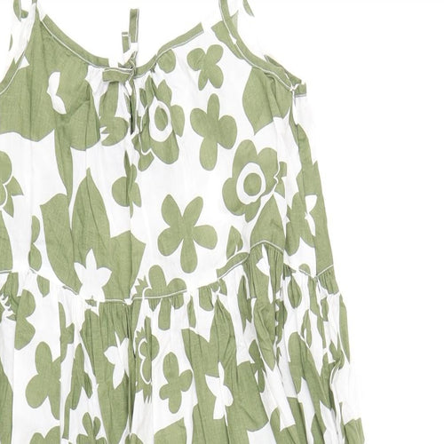 Mini Boden Girls Green Geometric Cotton Maxi Size 11-12 Years Scoop Neck Pullover