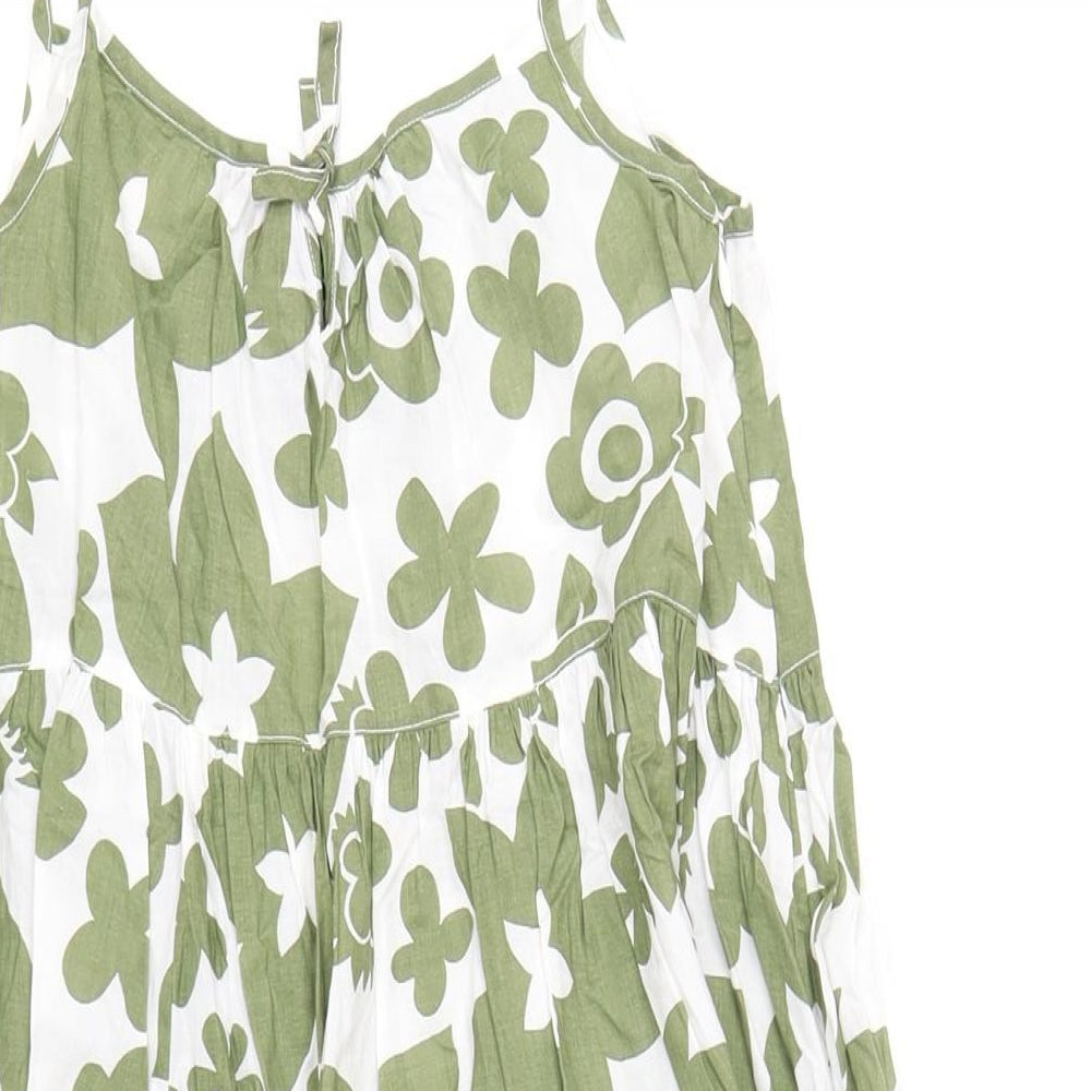 Mini Boden Girls Green Geometric Cotton Maxi Size 11-12 Years Scoop Neck Pullover