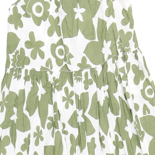 Mini Boden Girls Green Geometric Cotton Maxi Size 11-12 Years Scoop Neck Pullover