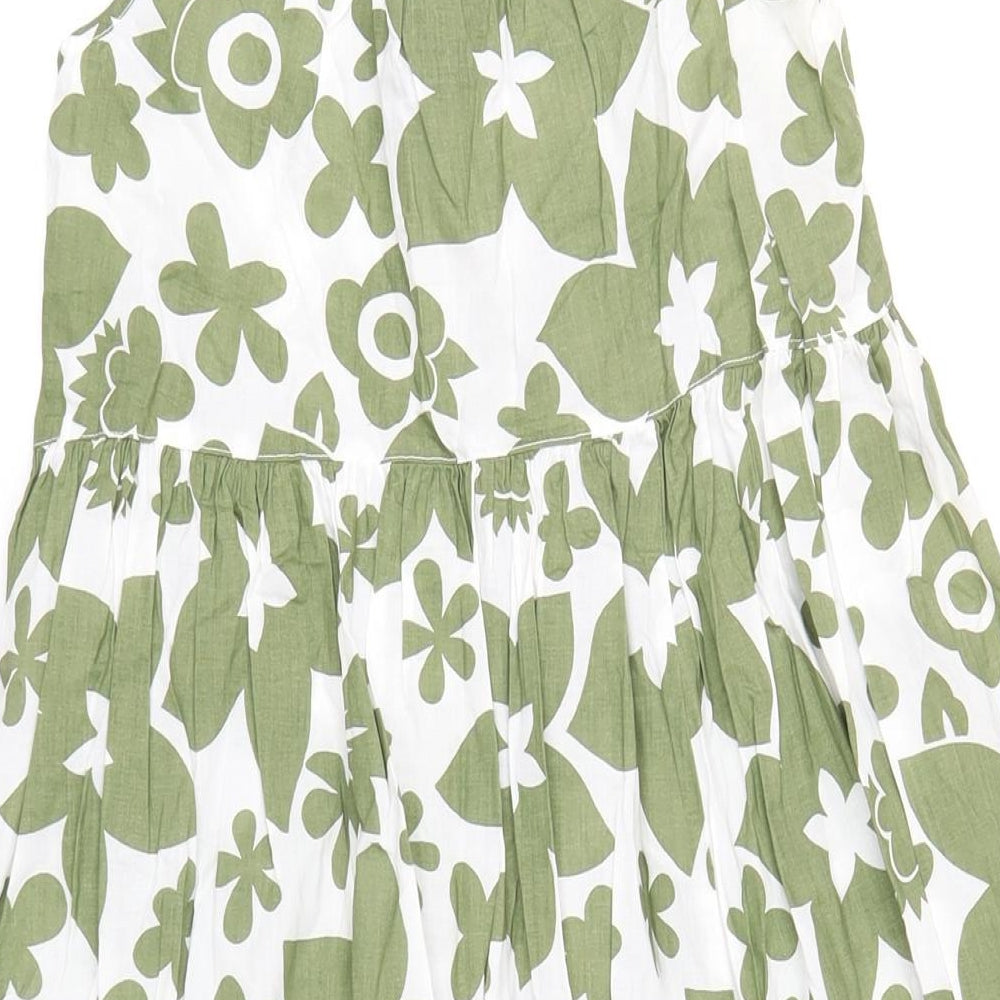Mini Boden Girls Green Geometric Cotton Maxi Size 11-12 Years Scoop Neck Pullover