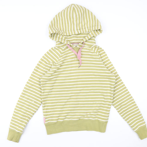 Joules Womens Green Striped Cotton Pullover Hoodie Size 10 Pullover