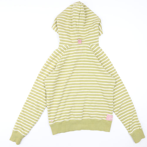 Joules Womens Green Striped Cotton Pullover Hoodie Size 10 Pullover