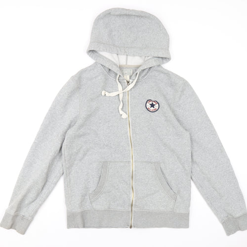 Converse Mens Grey Cotton Full Zip Hoodie Size L
