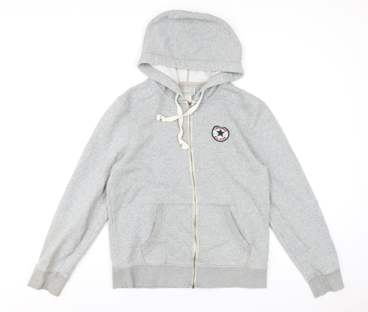 Converse Mens Grey Cotton Full Zip Hoodie Size L