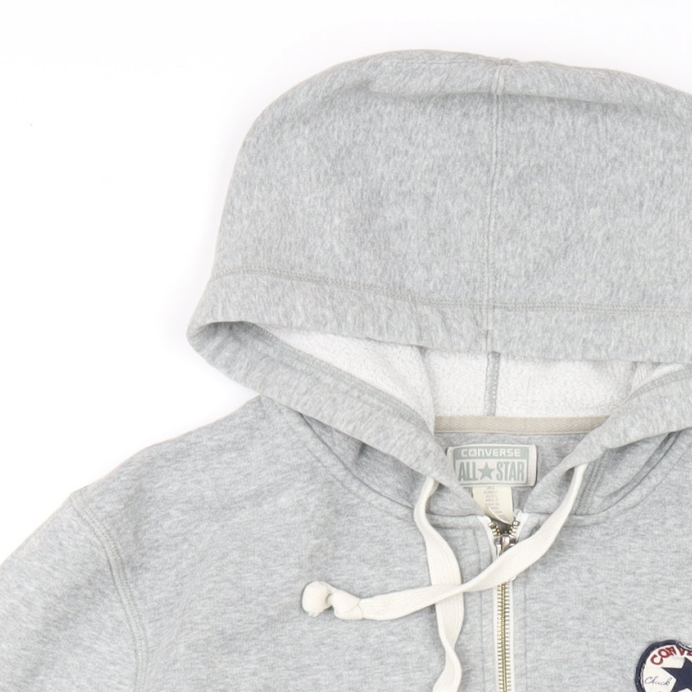 Converse Mens Grey Cotton Full Zip Hoodie Size L