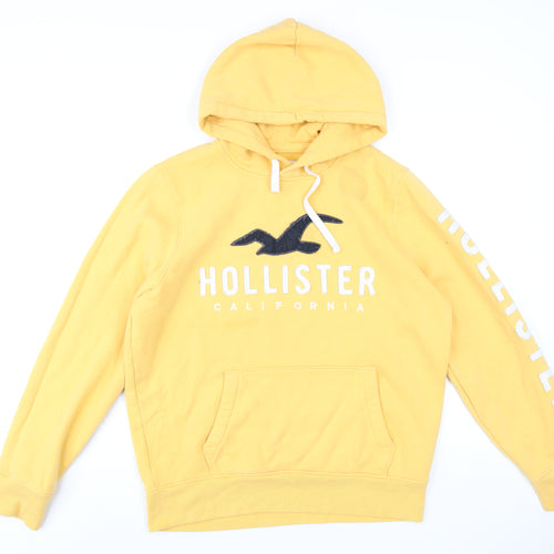 Hollister Mens Yellow Cotton Pullover Hoodie Size L