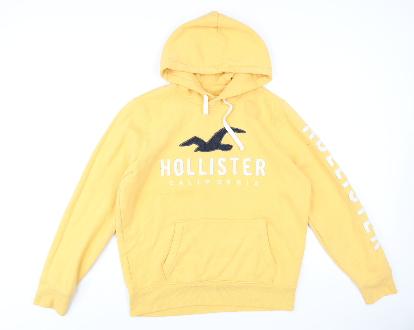 Hollister Mens Yellow Cotton Pullover Hoodie Size L