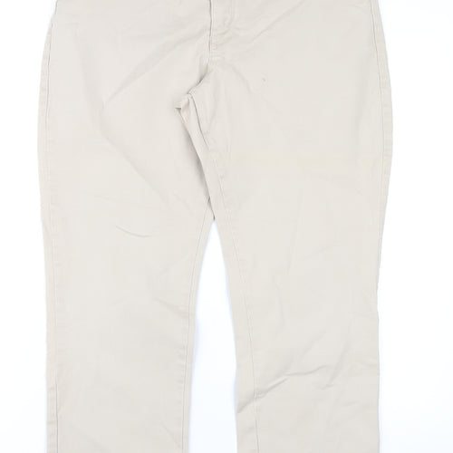 Lee Cooper Mens Beige Cotton Chino Trousers Size 34 in L29 in Regular Zip