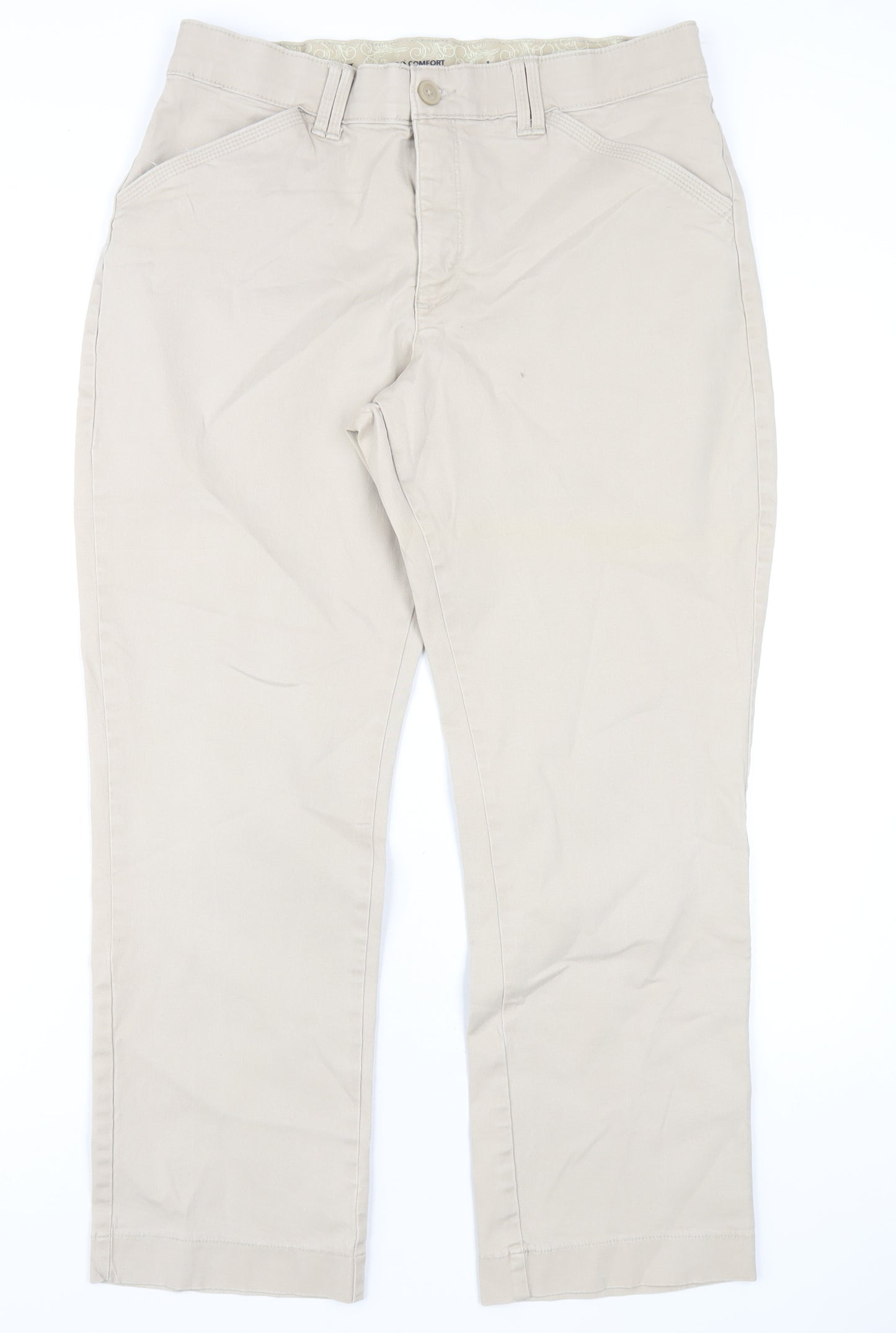 Lee Cooper Mens Beige Cotton Chino Trousers Size 34 in L29 in Regular Zip