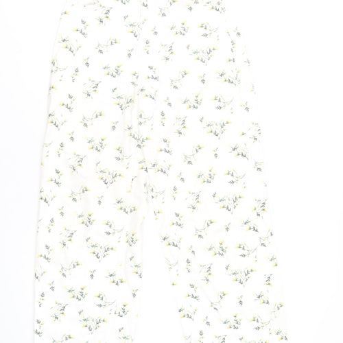 ASOS Womens White Floral Cotton Wide-Leg Jeans Size 28 in L32 in Regular Zip