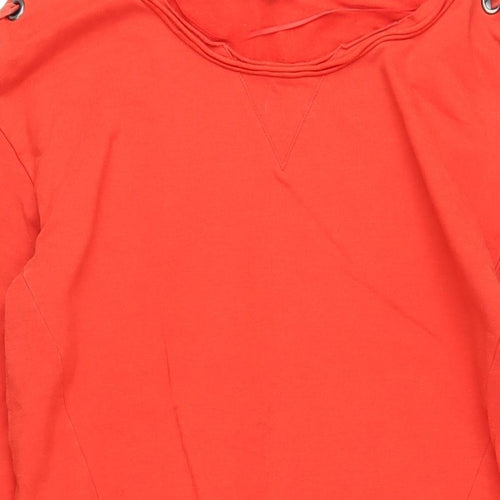 Sandwich Womens Orange Cotton A-Line Size L Boat Neck Pullover