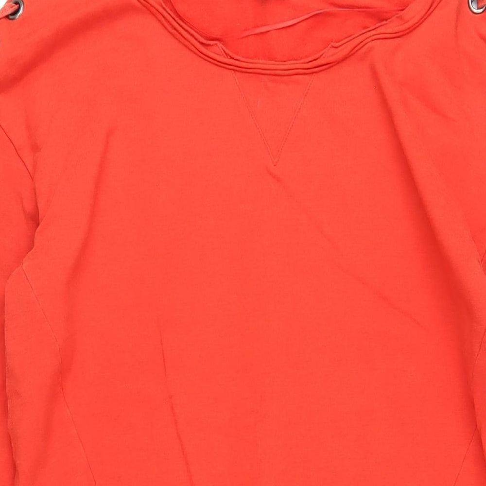 Sandwich Womens Orange Cotton A-Line Size L Boat Neck Pullover