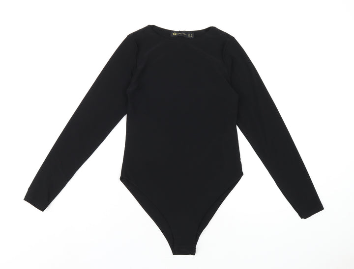 I SAW IT FIRST Womens Black Polyester Bodysuit One-Piece Size 10 Snap