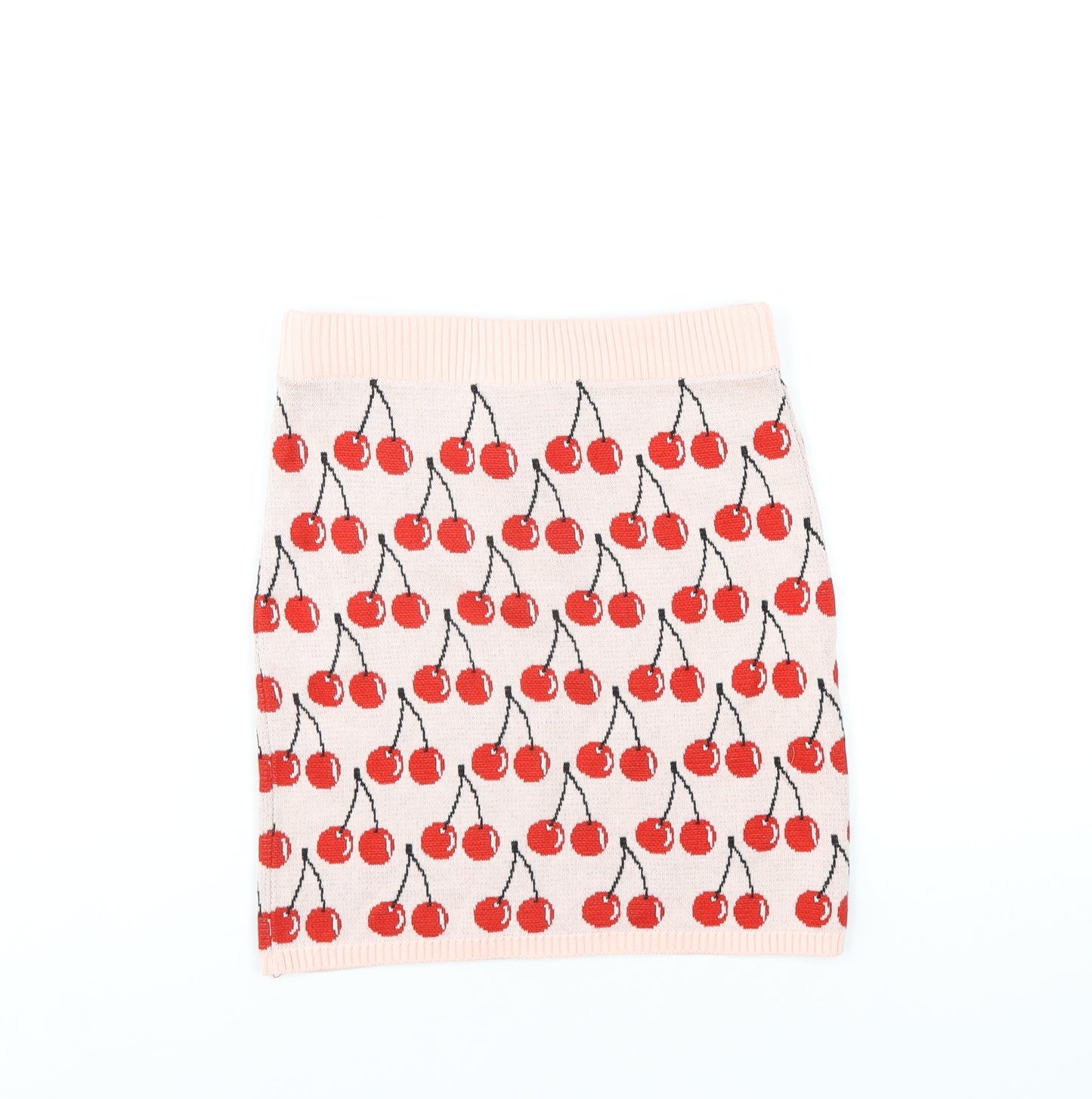United Colors of Benetton Girls Pink Geometric Cotton Mini Skirt Size 10-11 Years Regular Pull On