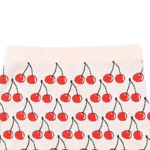 United Colors of Benetton Girls Pink Geometric Cotton Mini Skirt Size 10-11 Years Regular Pull On