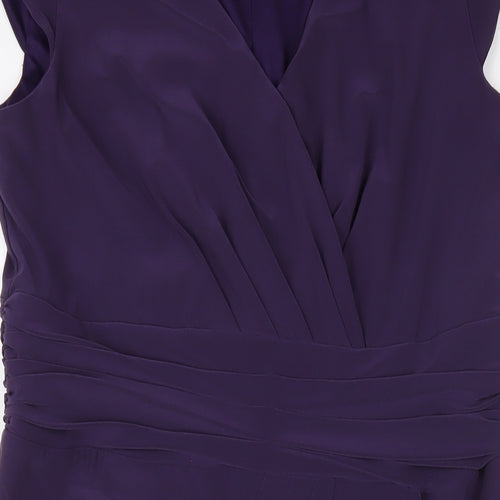 Alexon Womens Purple Polyester A-Line Size 16 V-Neck Zip