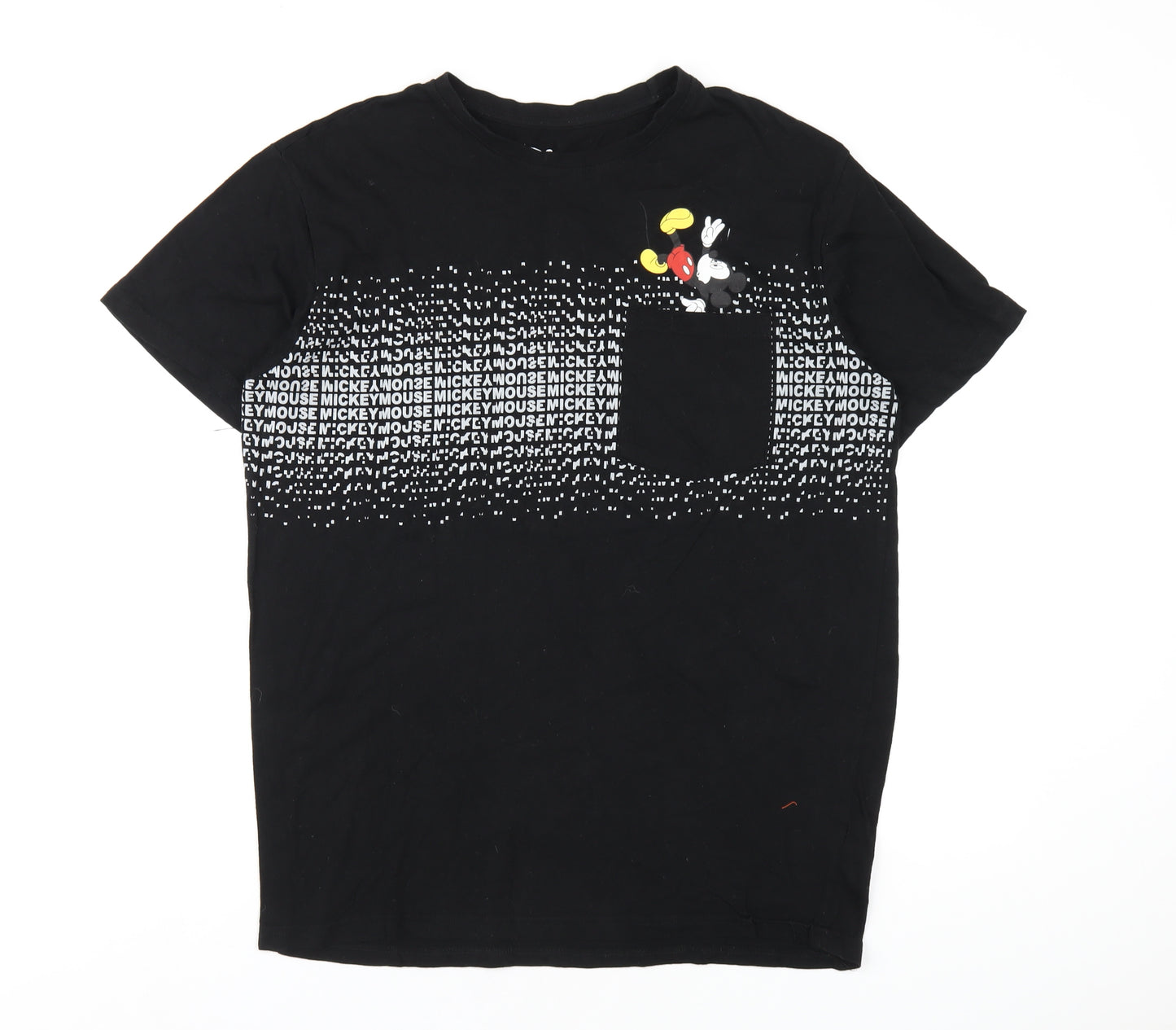 Disney Mens Black Cotton T-Shirt Size L Round Neck