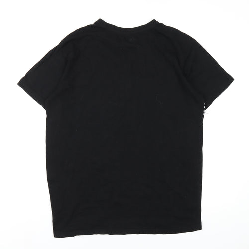 Disney Mens Black Cotton T-Shirt Size L Round Neck
