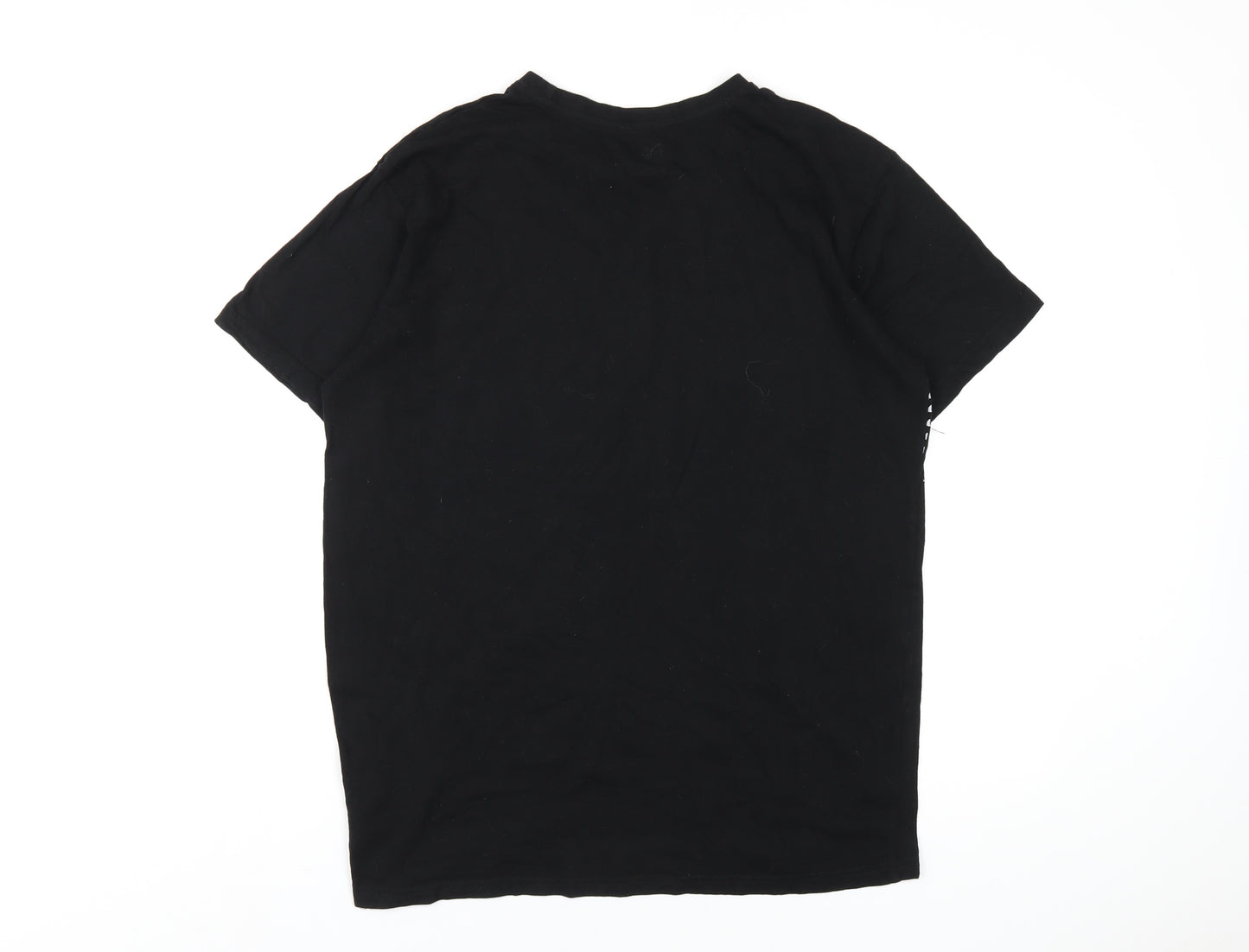 Disney Mens Black Cotton T-Shirt Size L Round Neck