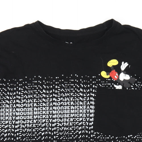 Disney Mens Black Cotton T-Shirt Size L Round Neck