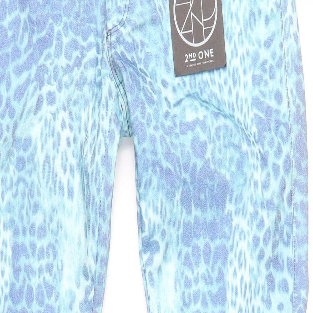 2nd One Womens Blue Animal Print Cotton Skinny Jeans Size 32 in L32 in Regular Zip