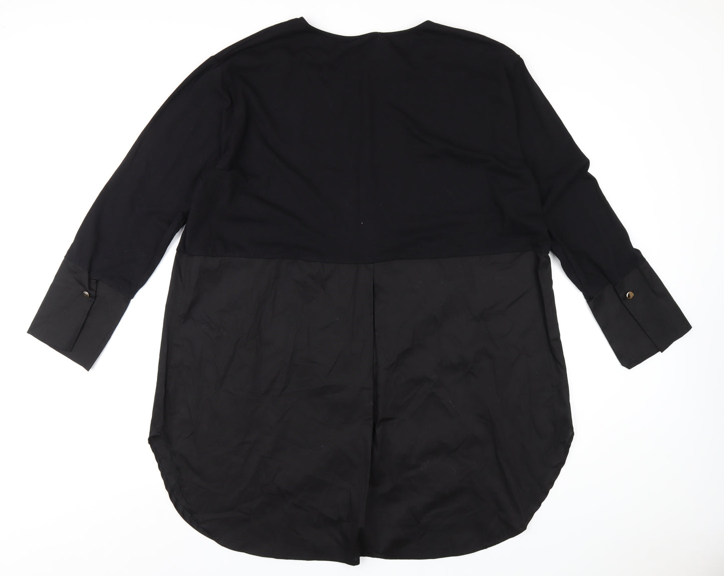 Studio Womens Black Cotton A-Line One Size Round Neck Pullover