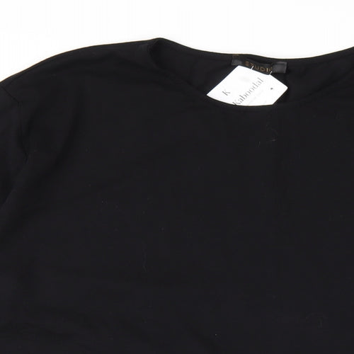 Studio Womens Black Cotton A-Line One Size Round Neck Pullover