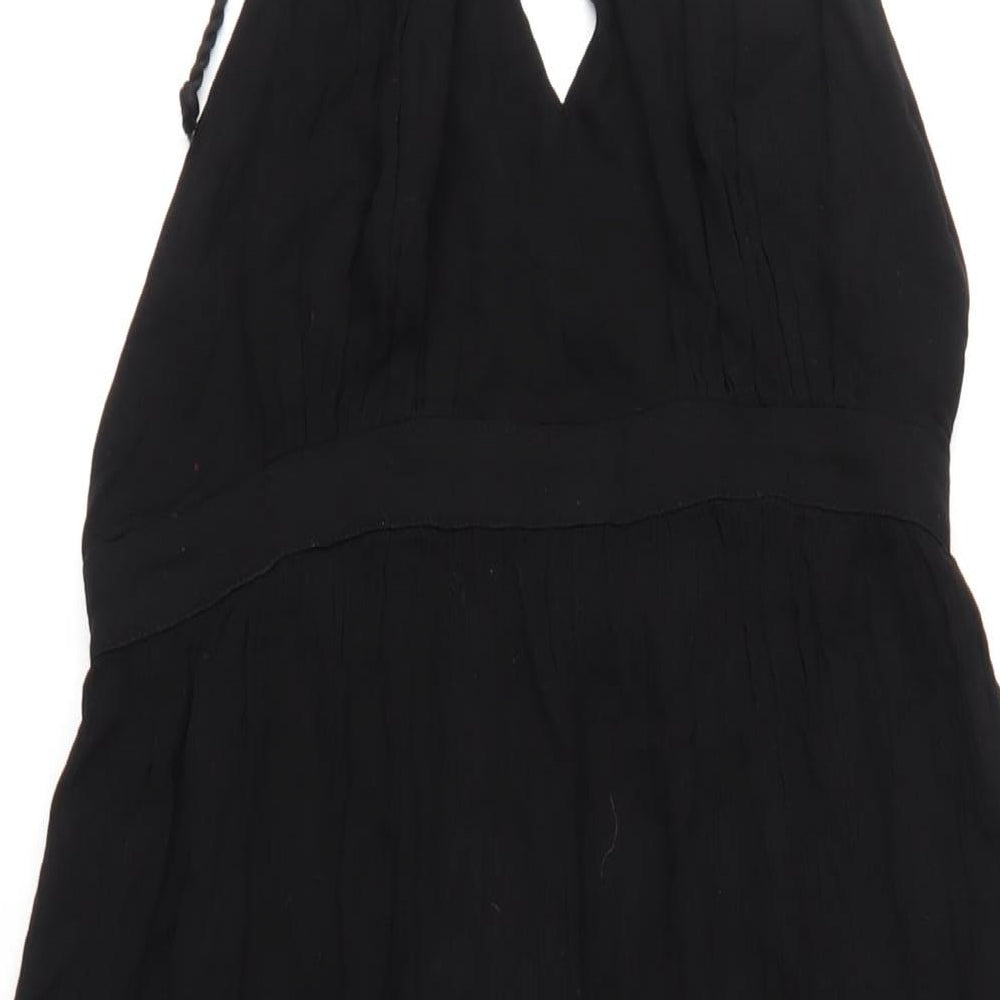 Miss Selfridge Womens Black Viscose A-Line Size 12 Halter Tie