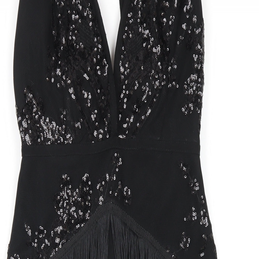 Le Coin des Vip Womens Black Polyester Bodycon Size S V-Neck Zip