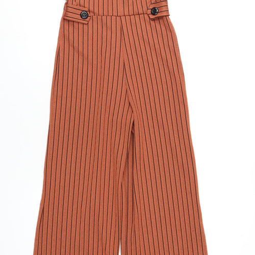 Miss Selfridge Womens Orange Striped Polyester Jumpsuit One-Piece Size 10 L31 in Zip