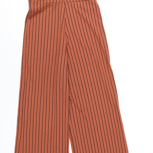 Miss Selfridge Womens Orange Striped Polyester Jumpsuit One-Piece Size 10 L31 in Zip