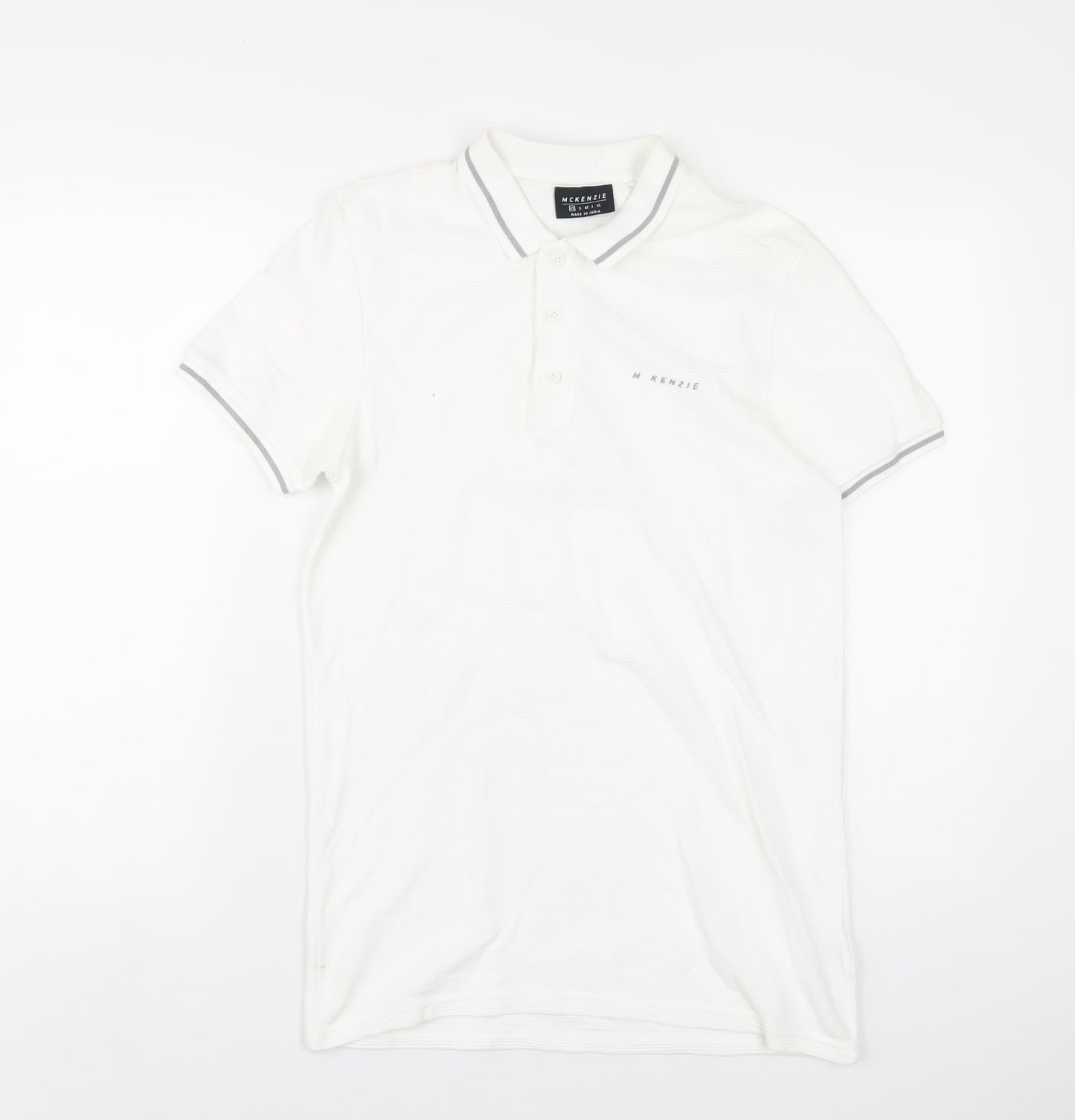 McKenzie Mens White Cotton Polo Size XS Collared Button