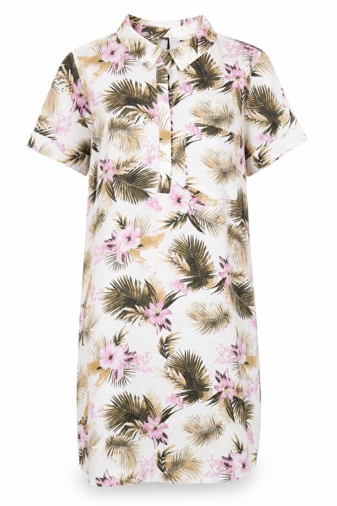Front view of KUT from the Kloth women’s multicoloured floral lyocell shirt dress, size M, collared pullover