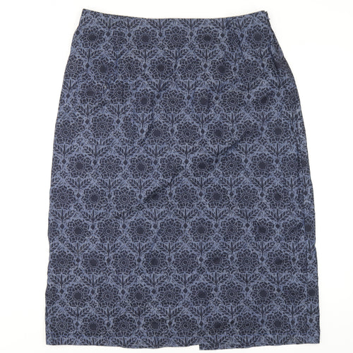 Seasalt Womens Blue Geometric Cotton A-Line Skirt Size 16 Zip