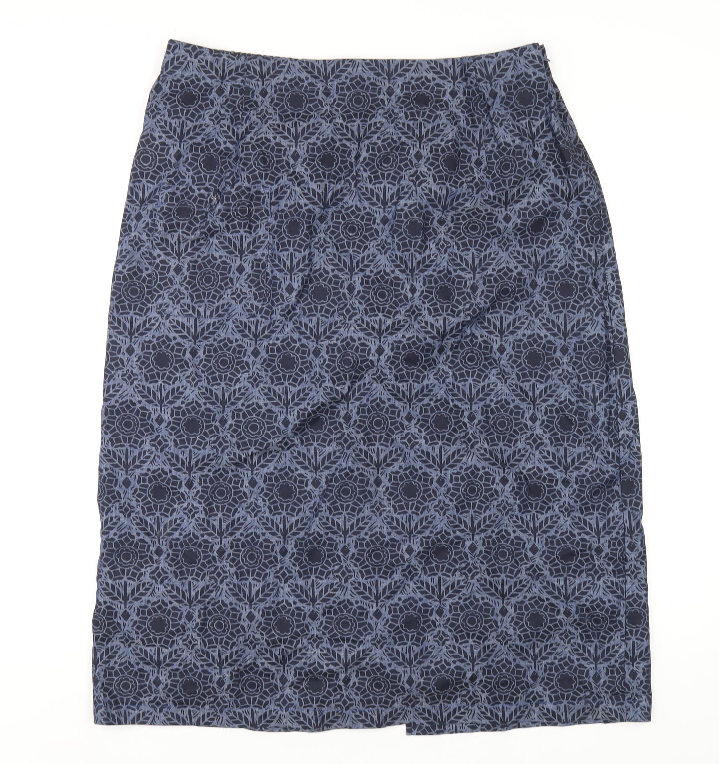 Seasalt Womens Blue Geometric Cotton A-Line Skirt Size 16 Zip