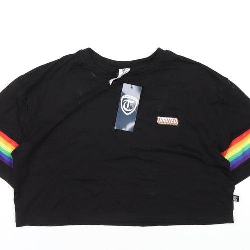 Timoteo Womens Black Modal Cropped T-Shirt Size S Round Neck