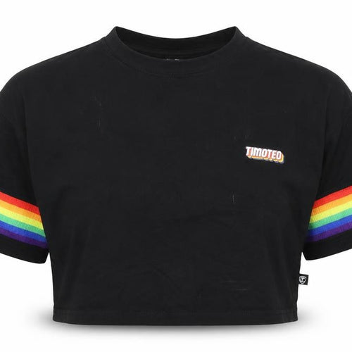 Timoteo Womens Black Modal Cropped T-Shirt Size S Round Neck