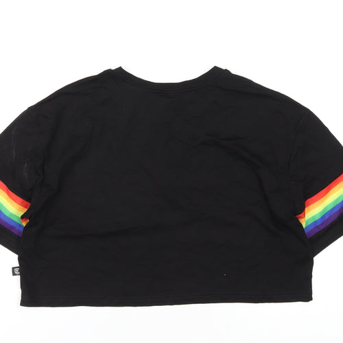 Timoteo Womens Black Modal Cropped T-Shirt Size S Round Neck