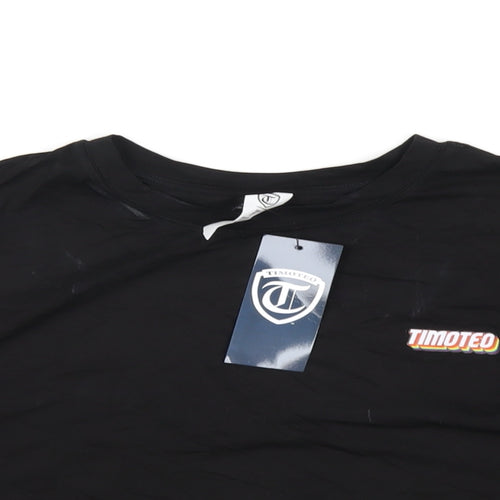 Timoteo Womens Black Modal Cropped T-Shirt Size S Round Neck