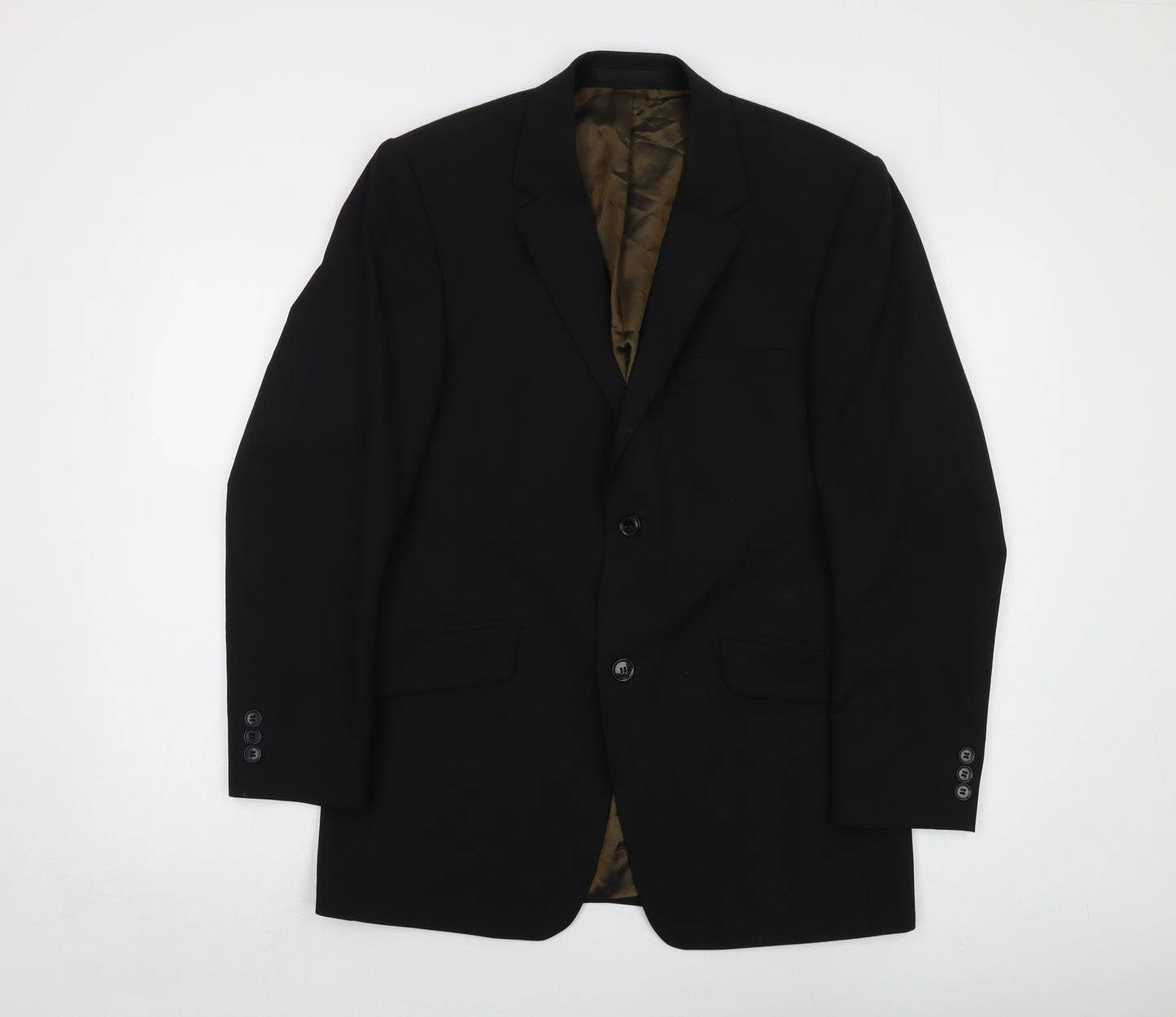 Jeff Banks Mens Black Wool Jacket Suit Jacket Size 38 Regular