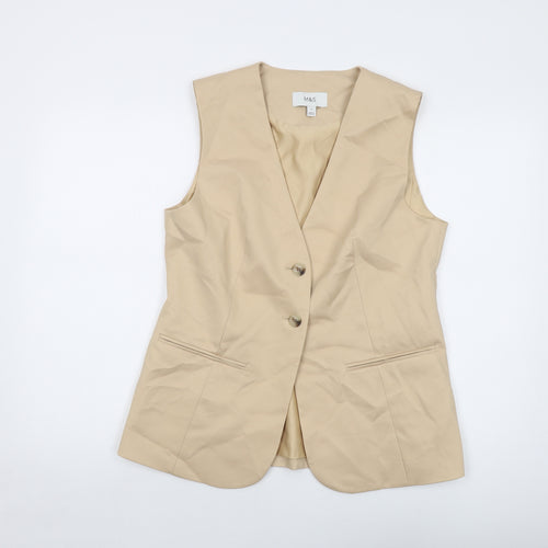 Marks and Spencer Womens Beige Jacket Waistcoat Size 12 Button