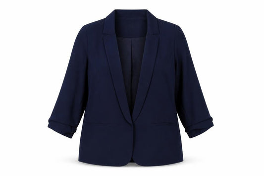 Front view of Forever New women’s blue jacket, size UK 14