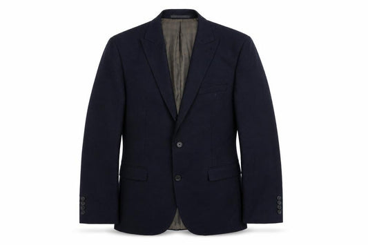 Front view of Next men’s blue polyester jacket suit jacket, size 42, regular