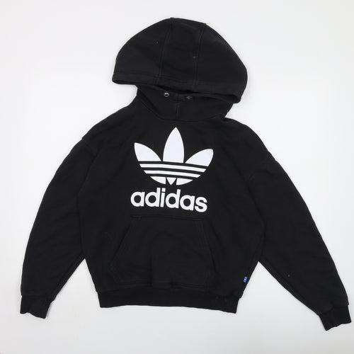 adidas Womens Black Cotton Pullover Hoodie Size 6 Pullover